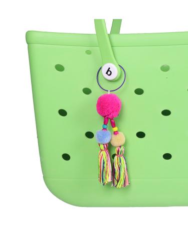 Colorful Pom Pom Charms for Bogg Bag Accessories Charms Boho Embellishments for Beach Tote Bag Rubber Beach Bag Perfect for Personalization and Style(Style 6)