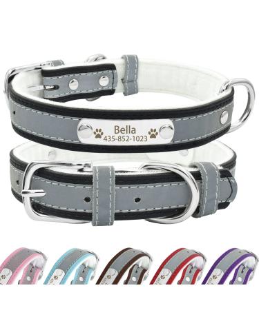 Senristar personalized reflective leather dog collar with warm feed individual dog collar with name tape engraved for small medium and large dogs and cats XS (width 1.5 cm neck circumference 19-25 cm) black