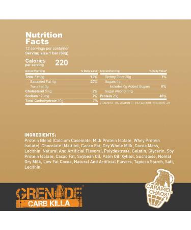Grenade Carb Killa Bar - Caramel Chaos | High-Protein Snack - 1 Bar - Buy Online on GoSupps.com