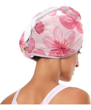 Pink Cherry Blossoms Hair Towel 2 Pack | Super Absorbent Quick Dry Hair Turbans for Women & Girls - Buy Online on GoSupps.com