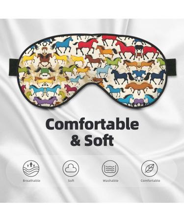 Colorful Cartoon Horses Eye Mask | Unisex Soft Sleep Mask for Travel Yoga & Shift Work - Buy Online on GoSupps.com