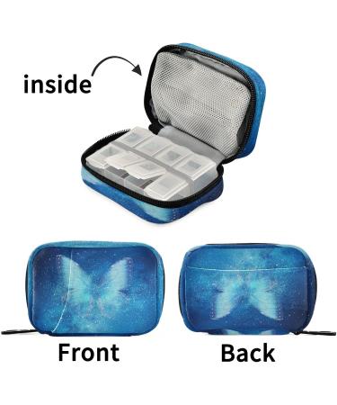 Pfrewn 7-Day Pill Organizer Case - Portable Galaxy Butterflies Travel Pill Box for Vitamins & Supplements - Zipper Pouch for Easy Use - Buy Online on GoSupps.com
