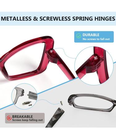 Eyekepper Screwless Spring Hinge Reading Glasses for Women - 6 Pack Oversize Butterfly Readers +2.00 | Stylish & Comfortable Eyewear - Buy Online on GoSupps.com