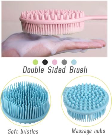 15 Inch Soft Silicone Back Scrubber Long Handle Bath Exfoliating Brush Dual-Sided Soft Bristles Back Scrubber Massager for Shower Black - Buy Online on GoSupps.com