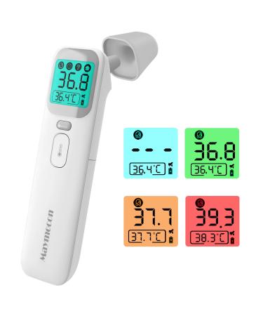 Baby Ear Thermometer Maymocon Infrared Digital Thermometer for Kids Adults Object 4-in-1 Touchless Forehead Thermometer for Home Use with Fever Alarm 1S Reading Memory Function CE Approved With Grey Cap
