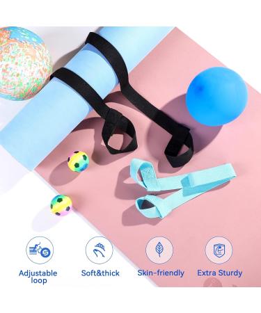 2 Pack Adjustable Yoga Mat Carrier Straps - Easy Cinch Sling for Large Mats - Cotton Exercise Band - Light Blue/Black - Buy Online on GoSupps.com