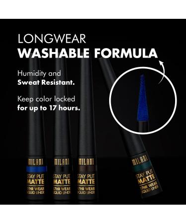 Milani Stay Put Matte Liquid Eyeliner - Long Lasting & Smudgeproof Black Matte Makeup Pen - Buy Online on GoSupps.com