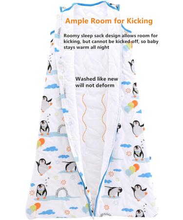 Chilsuessy 2.5 Tog Baby Sleeping Bag | Penguin Family Design | 100% Cotton Nursery Bedding | 130cm/4-6 Years | All Year Round Wearable Blanket - Buy Online on GoSupps.com