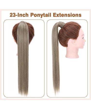 Tess Ponytail Extension - 60 cm Ash Brown & Bleach Blonde Braid | 90g Long Hair Extensions for Effortless Style - Buy Online on GoSupps.com