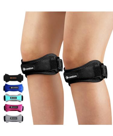 CAMBIVO 2 Pack Patella Knee Strap, Adjustable Knee Brace Patellar Tendon Stabilizer Support Band for Knee Pain Relief, Jumpers Knee, Tendonitis, Basketball, Running, Hiking, Volleyball, Tennis, Squats Black