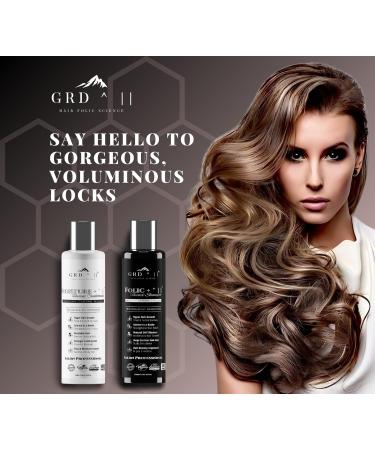Hair Growth Shampoo & Conditioner by GRD Hair UK Biotin Argan Oil Allantoin Rosemary Niacinamide Lupin. Male & Female Hair Loss Products. Folic + : Moisture +. - Buy Online on GoSupps.com