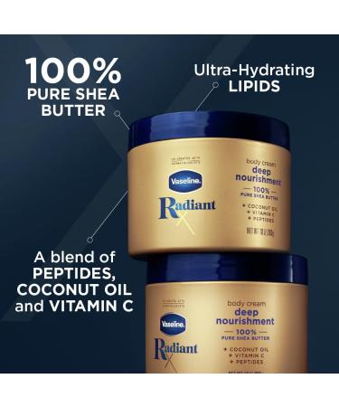Vaseline Radiant X Deep Nourishment Body Cream | 100% Pure Shea Butter Coconut Oil Vitamin C & Peptides - 10 oz Skin Moisturizer for All Skin Types - Buy Online on GoSupps.com