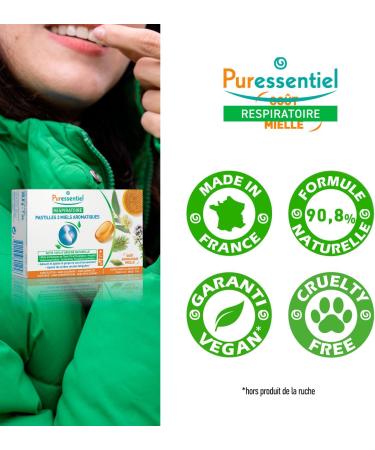 Puressentiel - Respiratoire - Pastilles 3 Miels Aromatiques - Thym Pin et Eucalyptus Propolis - Adoucit la gorge en cas d'enrouement - Bo te de 18 pastilles (Lot de 2) 1 Count (Pack of 1) (Lot de 2) 3 miels aromatiques - Buy Online on GoSupps.com
