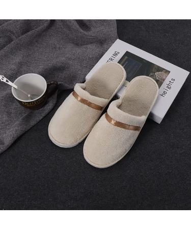Teceyfeet 6 Pairs Disposable Hotel Slippers Set - Anti-Slip Terry Travel Shoes in Black & Beige | Perfect for Hotels & Swimming - Buy Online on GoSupps.com