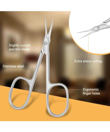 Sandalfon Scissors Extra Sharp Curved Nails Stainless Steel Cuticle Scissors Beauty Scissors for Eyebrows Nails Facial Hair Mustache Nose Hair - Buy Online on GoSupps.com