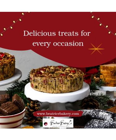 Beatrice Bakery 2lb Gourmet Chocolate Fruitcake Fudge Brownie with Cherries, Pineapple, Raisins, Walnuts, Pecans | Gift Box Included - Buy Online on GoSupps.com