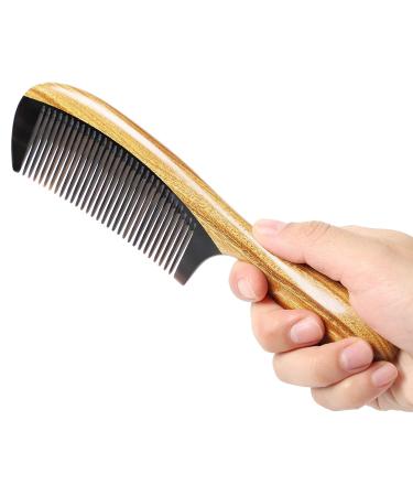 Onedor Handmade Natural Green Sandalwood & Buffalo Horn Hair Comb - Anti-Static Detangler for Smooth & Frizz-Free Hair - Buy Online on GoSupps.com