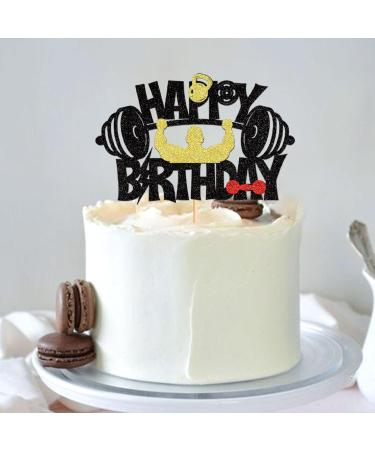 Blumomon 1Pc Glitter Gym Theme Birthday Cake Topper Weight Lifting Cake Decoration for Men Boy Weight Lifting Gym Fitness Themed Birthday Party Supplies Fitness-1 - Buy Online on GoSupps.com