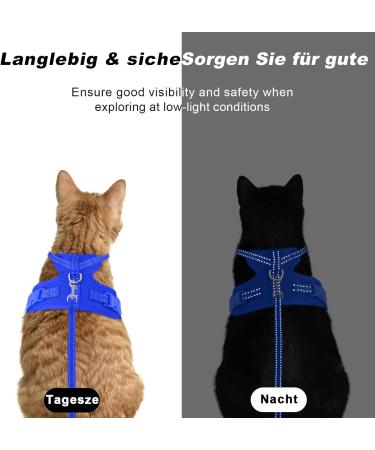 Supet Cat Dishes & Leash Set - Blue Swinging Kitten Harness with Reflective Stripes | Universal Fit for Cats/Puppies (44.5-49.5 cm) - Buy Online on GoSupps.com