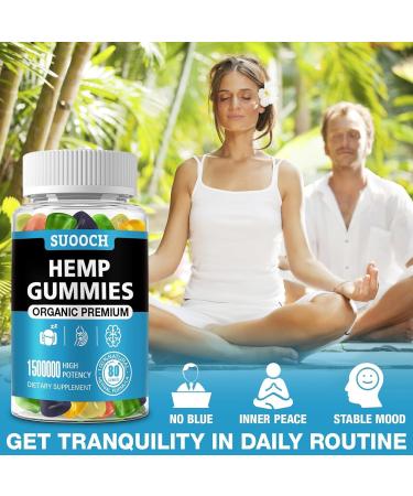 Hemp Gummies with Omega & Vitamin Premium Fruity Flavors-Natural Candy High Potency for Sleep Anxiety Pain Inflammation Relief Edible 160 Count 2 Pack 80 Count (Pack of 2) - Buy Online on GoSupps.com