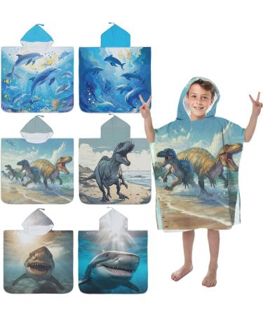 Buy Aiorber Dinosaur Hooded Children's Bath Towel - Microfiber Beach Poncho 76x76cm for Kids & Toddlers Perfect for Boys & Girls - Buy Online on GoSupps.com