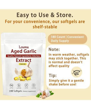 Gengyve Louma Aged Garlic Extract Capsules Lumine Aged Garlic Extract - 7500mg Odorless Garlic Extract Capsules Non-GMO Gluten-Free 180 Softgels - Buy Online on GoSupps.com