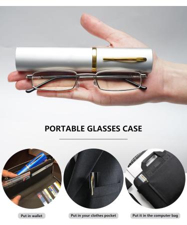 Shop Magimodac Anti Blue Light Reading Glasses for Men & Women - Prescription Metal Glasses Silver 2.0 Dioptries Narrow Fit - Buy Online on GoSupps.com