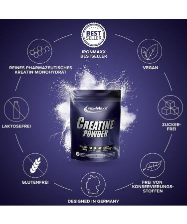 Buy Ironmaxx Creatine Monohydrate Powder 300g - Vegan Sugar-Free 5000mg Per Portion - Optimize Fitness & Performance - Buy Online on GoSupps.com