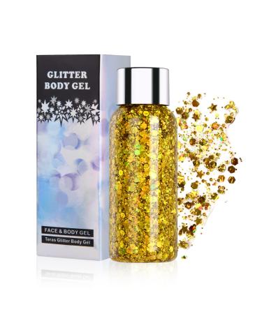 Uraqt Body Glitter Gel Chunky Glitter Gel Chunky Body Lotion Glitzer Lid shadows mermaid sequin sparkling sparkling for face hair lips make up cosmetics festival (gold) - Buy Online on GoSupps.com