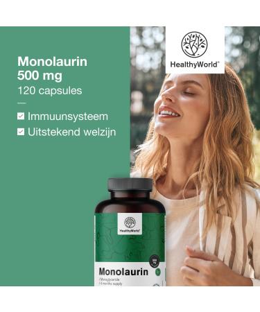 Be Healthy Group doo Monolaurin 120 Vegetable Capsules 500 mg per Daily Serving Natural Compound 4month supply Ester of Lauric Acid Body Support - Buy Online on GoSupps.com