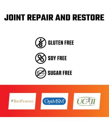 Axe & Sledge Joint+ | Joint Health Support Supplement with UC-II Collagen Glucosamine MSM Bioperine | 1g Glucosamine 500mg OptiMSM 40mg UC-II Collagen | 30 Servings - Buy Online on GoSupps.com