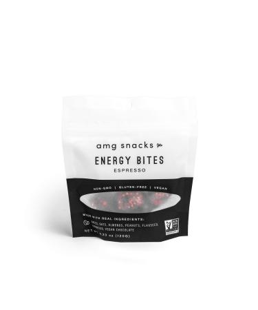 AMG Snacks Espresso Energy Bites | 4.3 oz Pack of 3 (18 Bites Total) | Date and Nut Energy Snacks Protein Bars | Non GMO Gluten Free Vegan Protein Bites | Made with All Natural Ingredients
