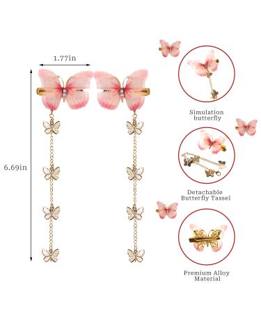 4 Pcs Tassel Butterfly Hair Clips - Fabric Butterfly Bobby Pins with Rhinestone Wings - Party Hair Accessories for Girls - Color_A - Buy Online on GoSupps.com