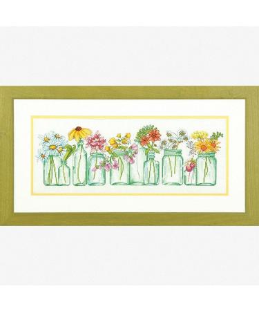 Dimensions Mason Jar Counted Cross Stitch Kit - 14 Count White Aida - 18 x 7 - Buy Online on GoSupps.com