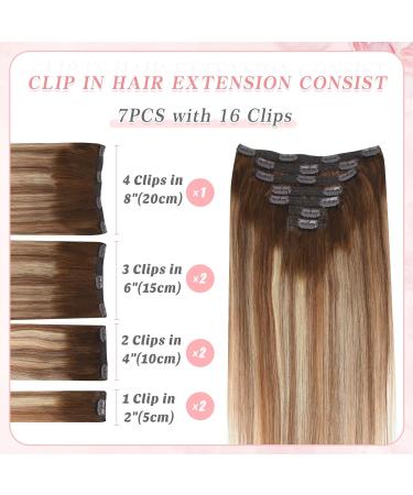 Vlasy Seamless Straight Human Hair Clip in Extensions T6/60+6# 16 Inch (80 g) - Natural Thick 7 Pieces for Women - Buy Online on GoSupps.com