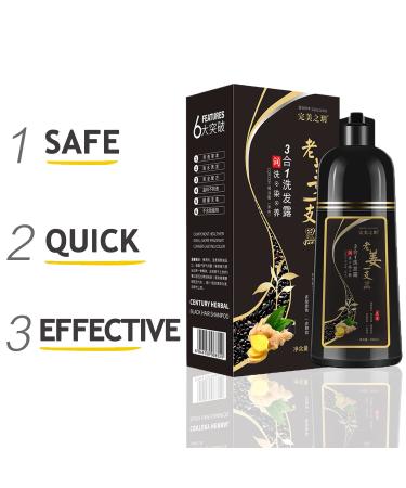 Instant Herbal Hair Color Shampoo - 3-In-1 Dye for Gray Coverage - Natural Black Hair Coloring for Women & Men - Fast Results - Buy Online on GoSupps.com