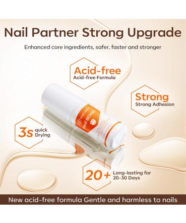 Modelones Nail Glue for Tips (10ml) - Extra Strong Brush-On Adhesive for Artificial Nails Acrylics Nail Art & Rhinestones - Acid-Free Formula - Buy Online on GoSupps.com
