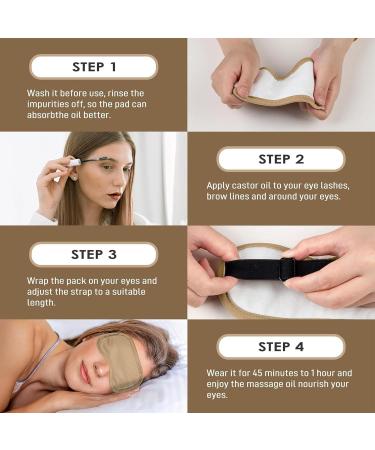 Organic Castor Oil Eye Mask Pack - 3 Reusable Adjustable Wraps for Sleep Dryness & Dark Circles Improve Eyelashes & Eyebrows - Khaki - Buy Online on GoSupps.com