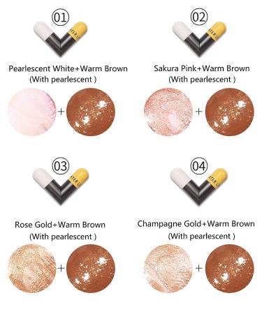 Face Body Dazzling Cream Liquid Highlighter - Sakura Pink+Warm Brown 02 | Waterproof Glitter Luminizer for Women - Buy Online on GoSupps.com