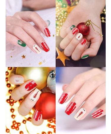 EBANKU Christmas Cured Gel Nail Strips Nail Wraps Stickers Christmas Tree Christmas Hat Gel Nail Polish Wraps Gel Stickers Christmas Nail Art Design for Women Girl - Buy Online on GoSupps.com