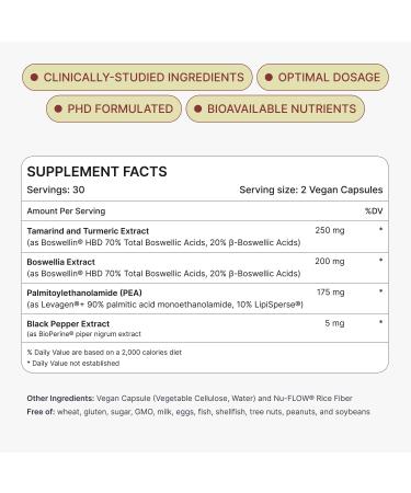 MOVE Fast Acting Joint Supplements | Tamaflex Turmeric & Tamarind Levagen + PEA Palmitoylethanolamide Boswellia Serrata Bioperine Black Pepper Extract | Joint Support & Mobility | 60 Vegan Caps - Buy Online on GoSupps.com