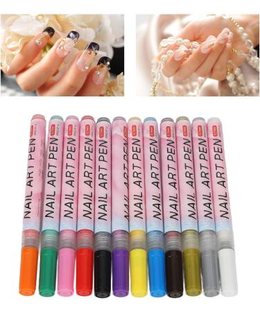 12 Colors Nail Art Pens Set Quick Dry Portable Long Lasting Nail Painting Drawing Pens for Details Lines - Buy Online on GoSupps.com