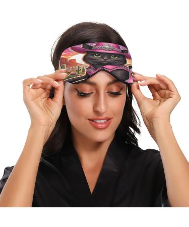 Pink Desert Cowgirl Cat Sleep Mask - Adjustable Light Blocking Eye Mask for Men & Women | Soft & Lightweight Blindfold for Travel Naps & Sleeping - Buy Online on GoSupps.com