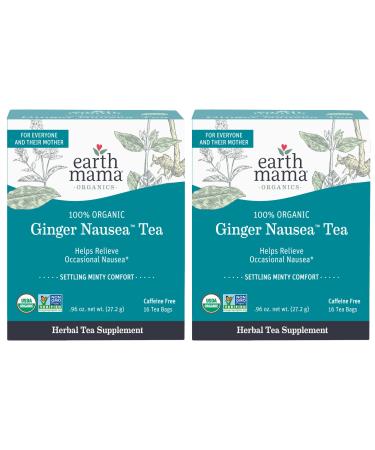Earth Mama Organic Ginger Nausea Tea Bags for Occasional Morning Sickness 16-Count (2-Pack) Ginger Nausea 16 Count (Pack of 2)