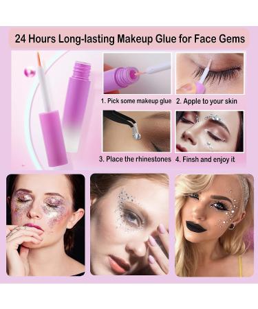 4200Pcs Multi-Color Face Gems with Makeup Glue and Nail Art Tools - Rhinestone Gems for Makeup, Nail Art, Body, Hair, Crafts - Buy Online on GoSupps.com
