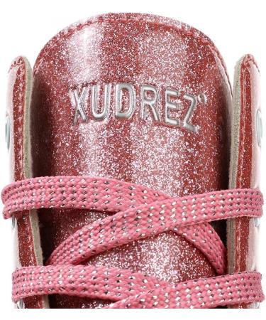 XUDREZ Shiny PU Leather High-top Roller Skates for Women Men - Crystal Pink Flash Wheels, Size 42 - Buy Online on GoSupps.com