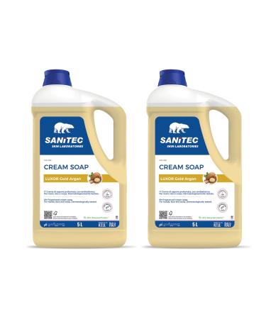 SANITEC igiene sicura SANITEC safe hygiene Luxor Gold Argan moisturizing and antibacterial scented soap cream with glycerin cleanses hands leaving them clean pH 5.5 dermatologically tested 2 boxes