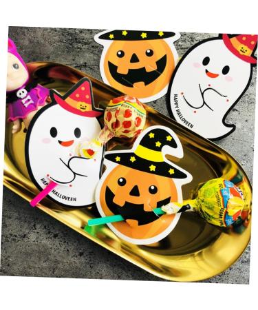 Amosfun Halloween Lollipop Decoration 50pcs Lollipop Pencil Caps Message Card Packaging Decoration Card Halloween Candy Wrapping Card Paper Card Tooth Charms Pumpkin Decorative Card - Buy Online on GoSupps.com