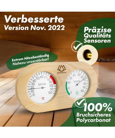 Nordholz 2in1 Sauna Thermometer Hygrometer - Accurate Temperature & Humidity Control for a Relaxing Atmosphere - Premium Wooden Sauna Accessory - Buy Online on GoSupps.com