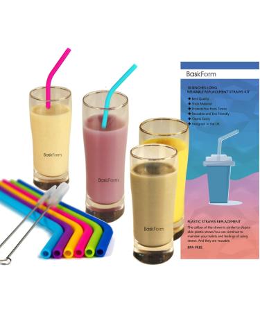 Silicone Drinking Straws Set of 6 for Adults and Kids 2 Cleaning Brushes Included - Buy Online on GoSupps.com